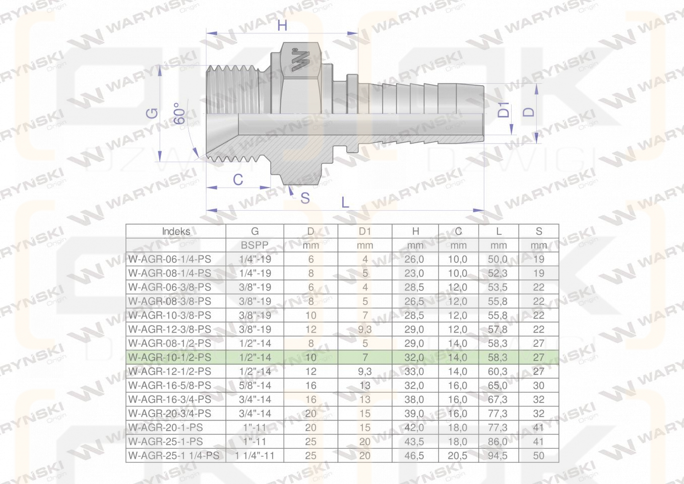 Zakucie hydrauliczne AGR DN10 1/2