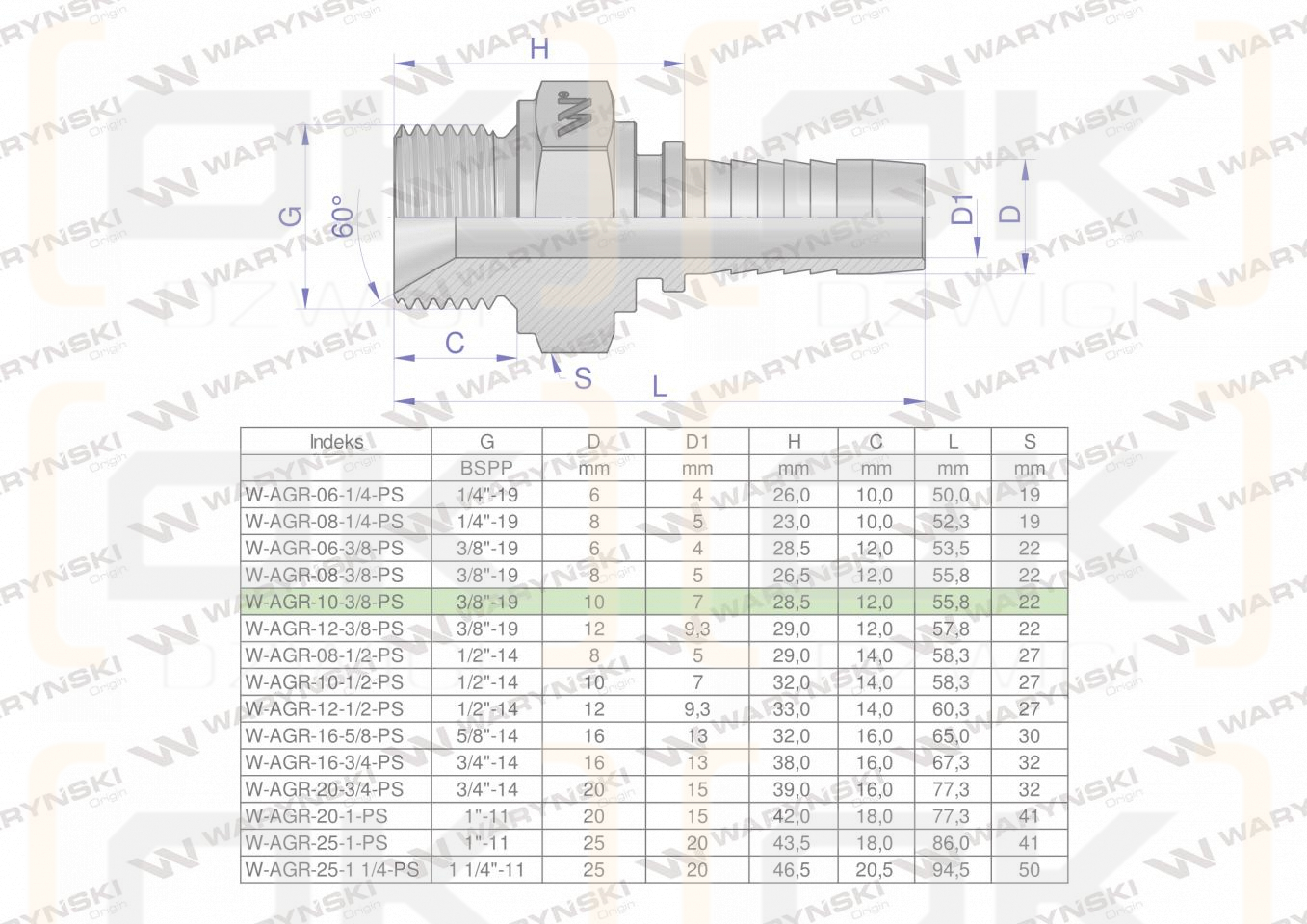 Zakucie hydrauliczne AGR DN10 3/8