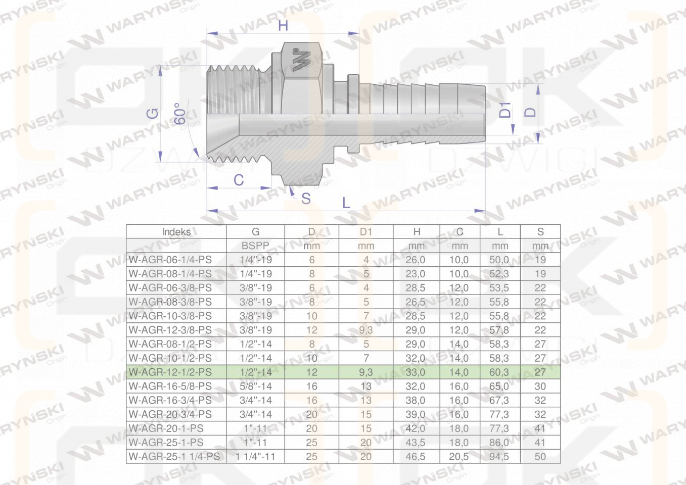 Zakucie hydrauliczne AGR DN13 1/2