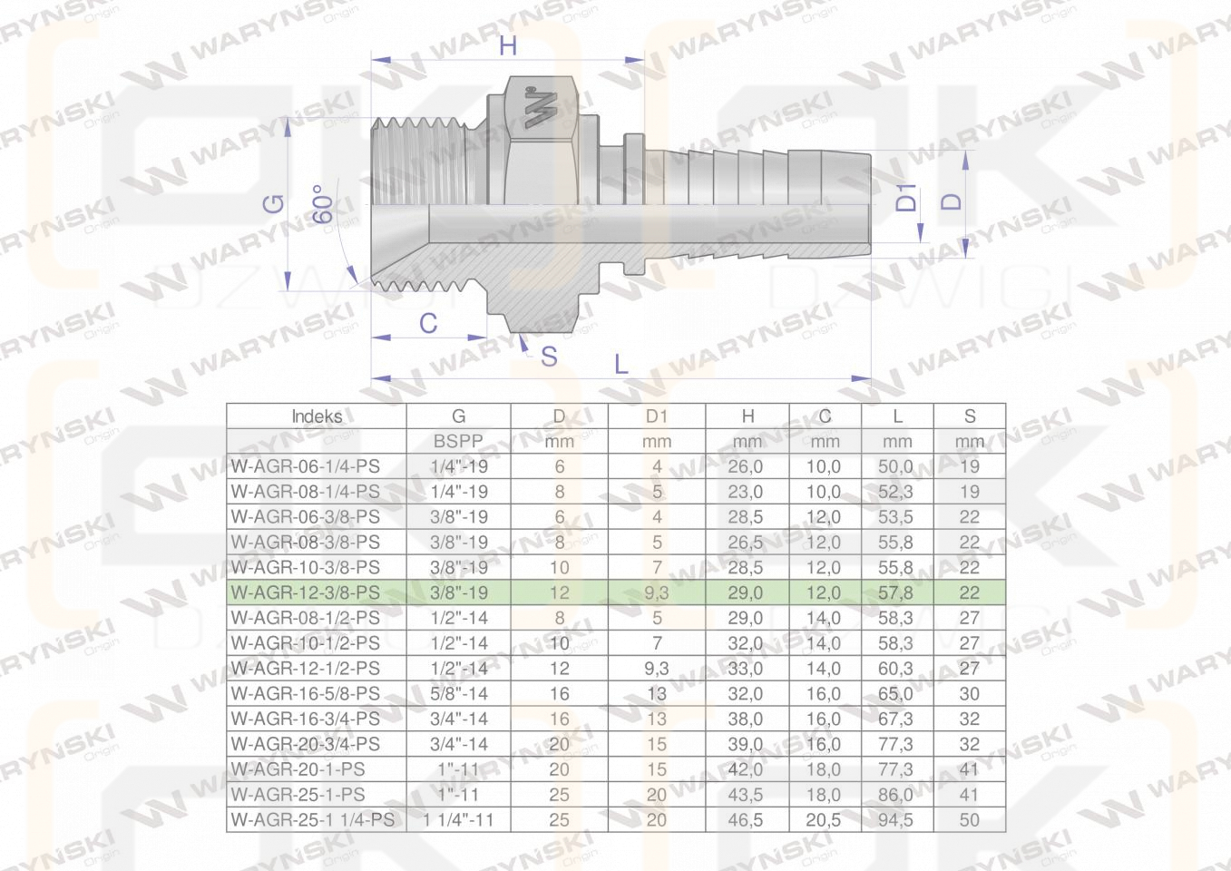 Zakucie hydrauliczne AGR DN13 3/8