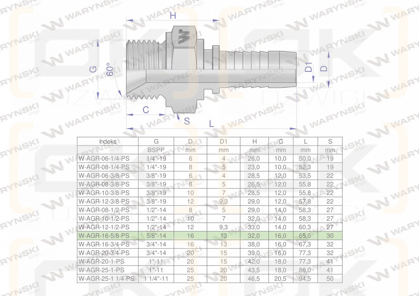 Zakucie hydrauliczne AGR DN16 5/8