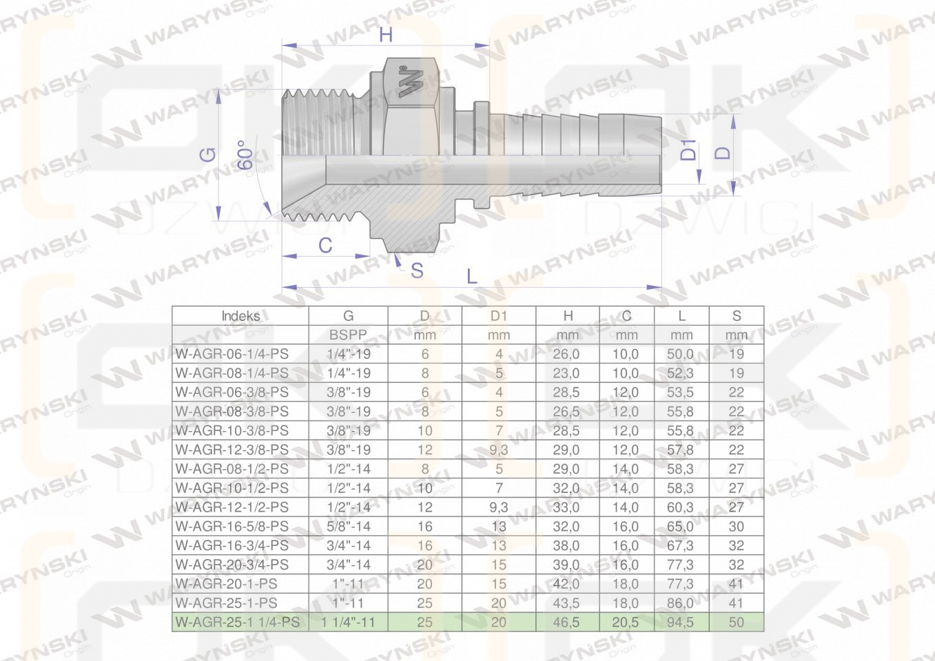 Zakucie hydrauliczne AGR DN25 1 1/4
