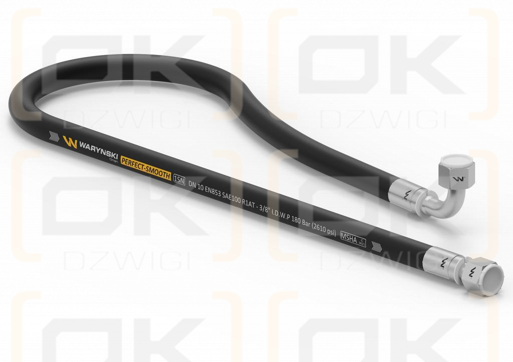 Przewód hydrauliczny gładki z uszczelnieniem - 180 bar gwint M18x1.5 prosta/90 stopni L-1250mm DN10-1SN (AK-10-1250; P11P12) 18MPa Waryński