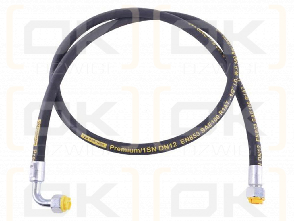 Przewód hydrauliczny gwint M22x1.5 prosta/90 stopni (kolanko) L-2000mm DN12-1SN (AK-13-2000; P11P12) 16.0MPa Waryński