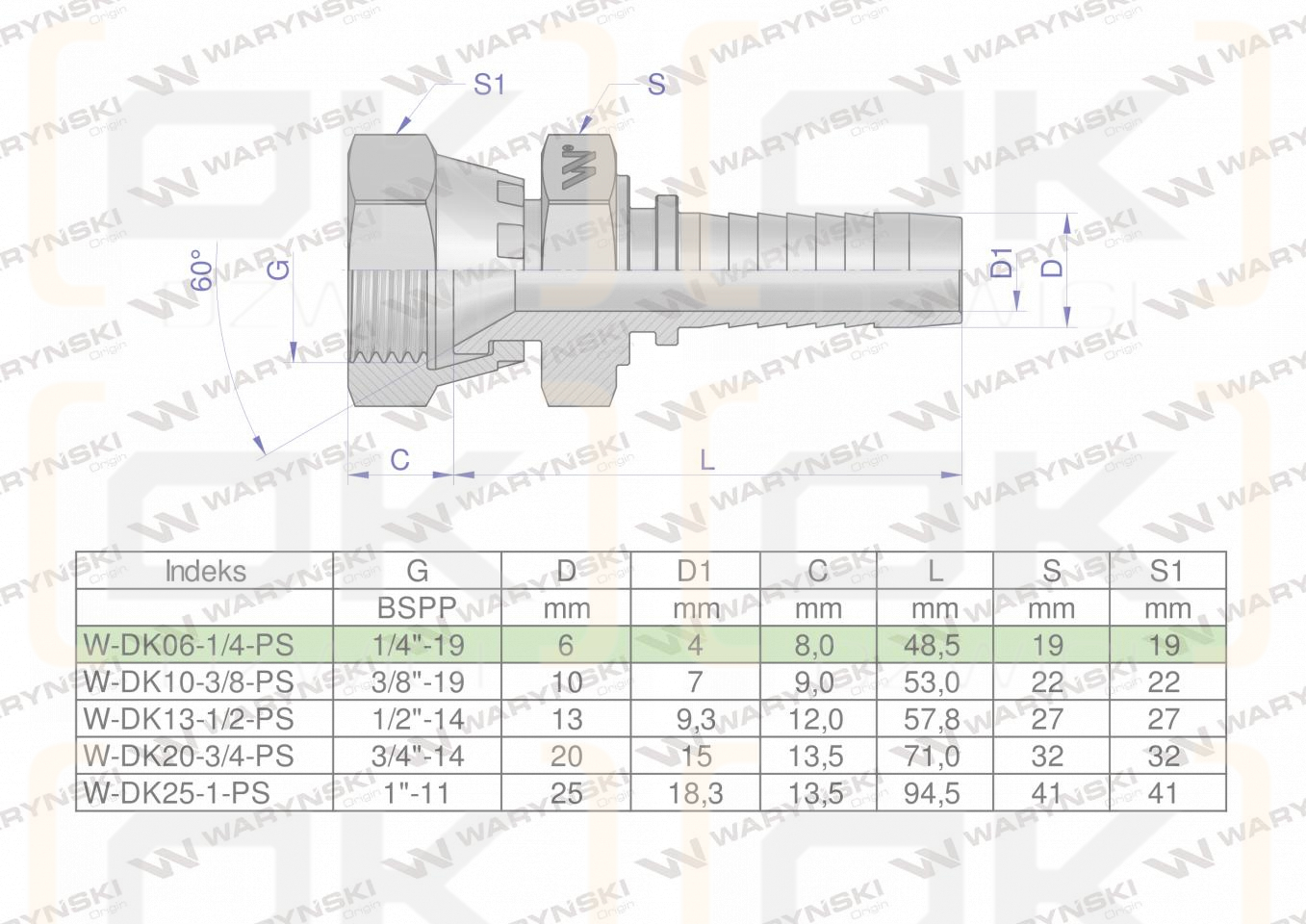 Zakucie hydrauliczne DK DN06 1/4