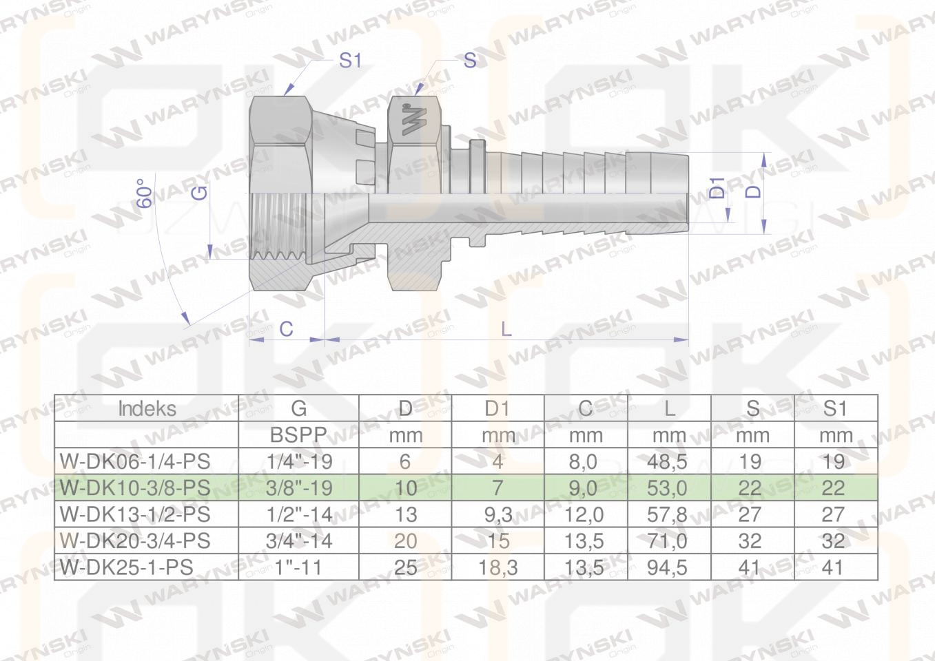 Zakucie hydrauliczne DK DN10 3/8