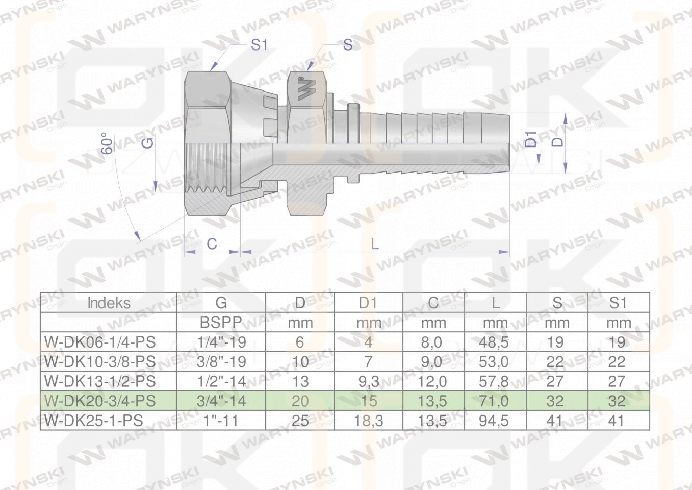 Zakucie hydrauliczne DK DN20 3/4