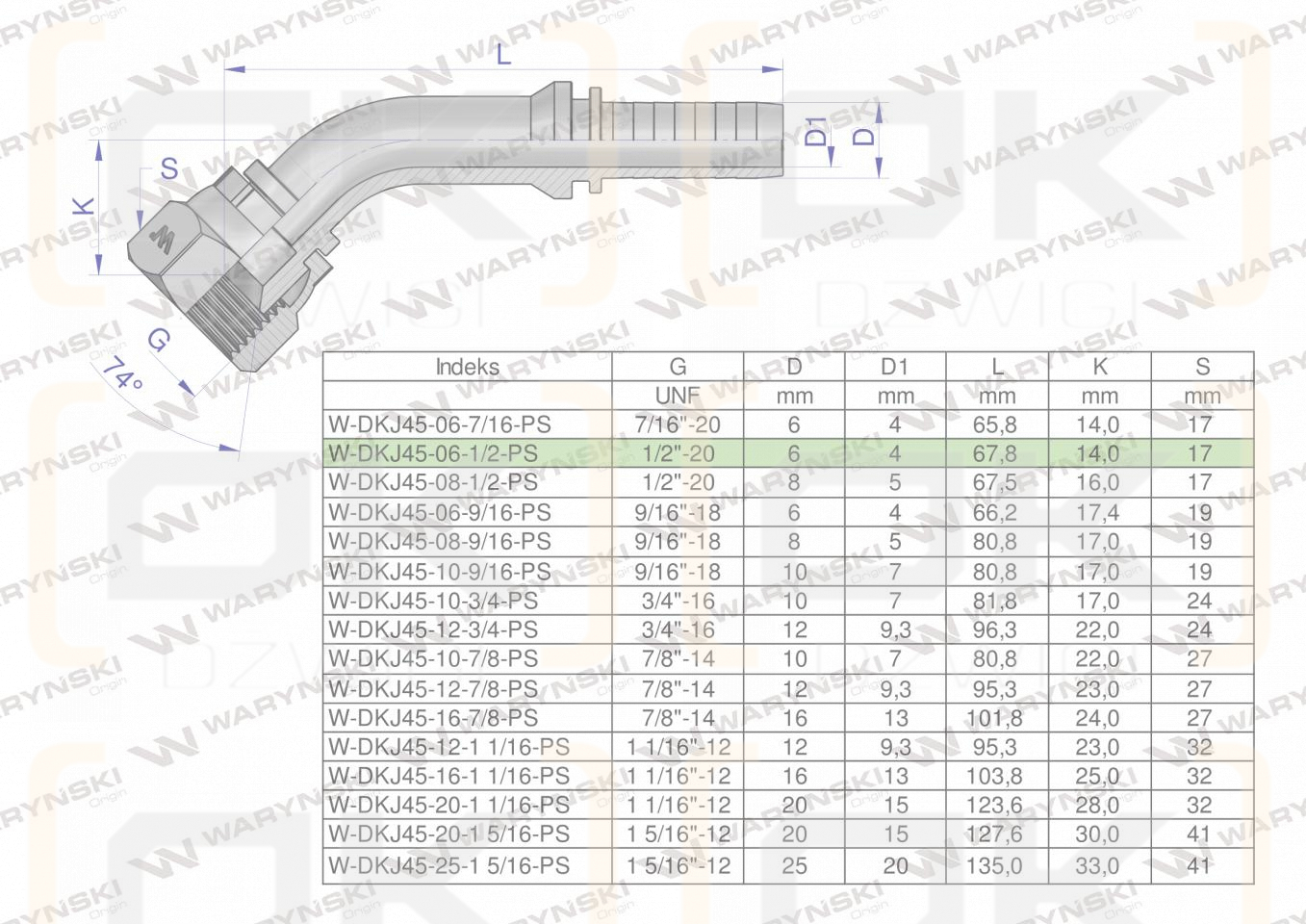 Zakucie hydrauliczne DKJ45 DN06 1/2