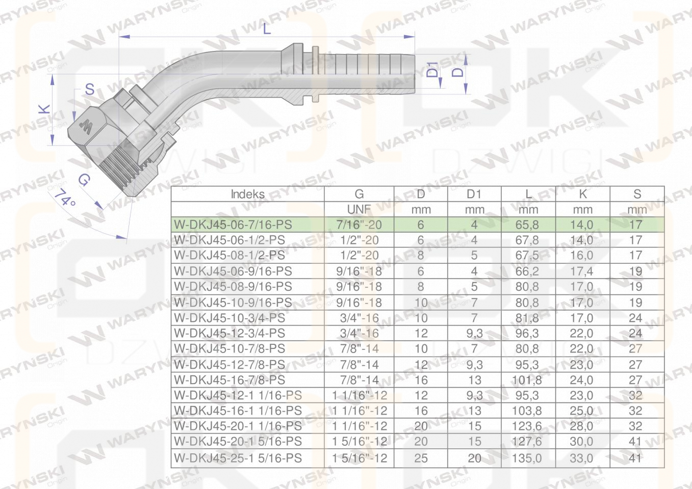 Zakucie hydrauliczne DKJ45 DN06 7/16