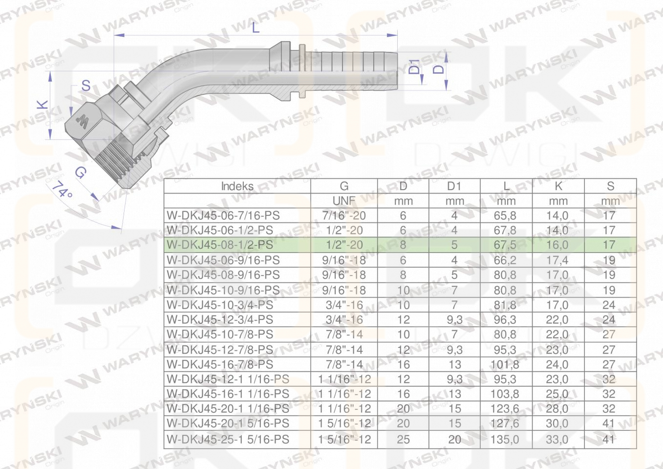 Zakucie hydrauliczne DKJ45 DN08 1/2