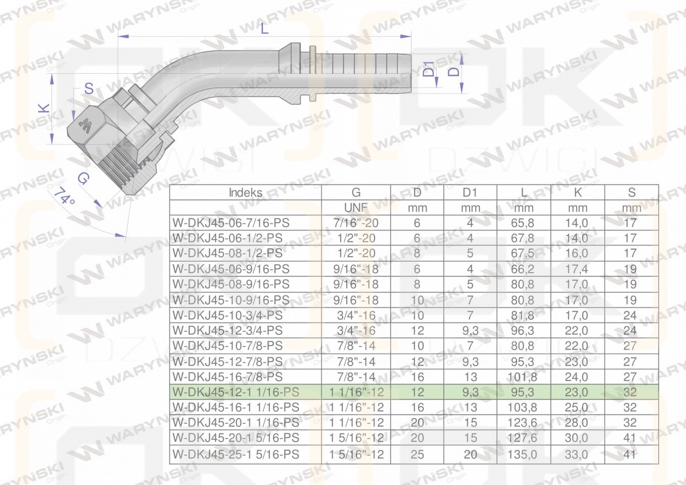 Zakucie hydrauliczne DKJ45 DN13 1 1/16