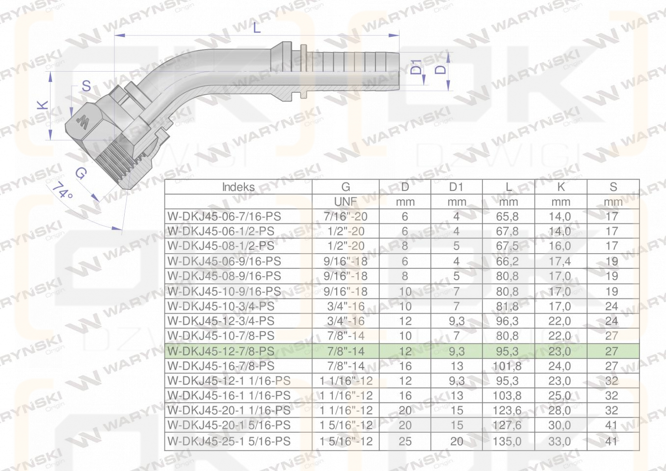 Zakucie hydrauliczne DKJ45 DN13 7/8