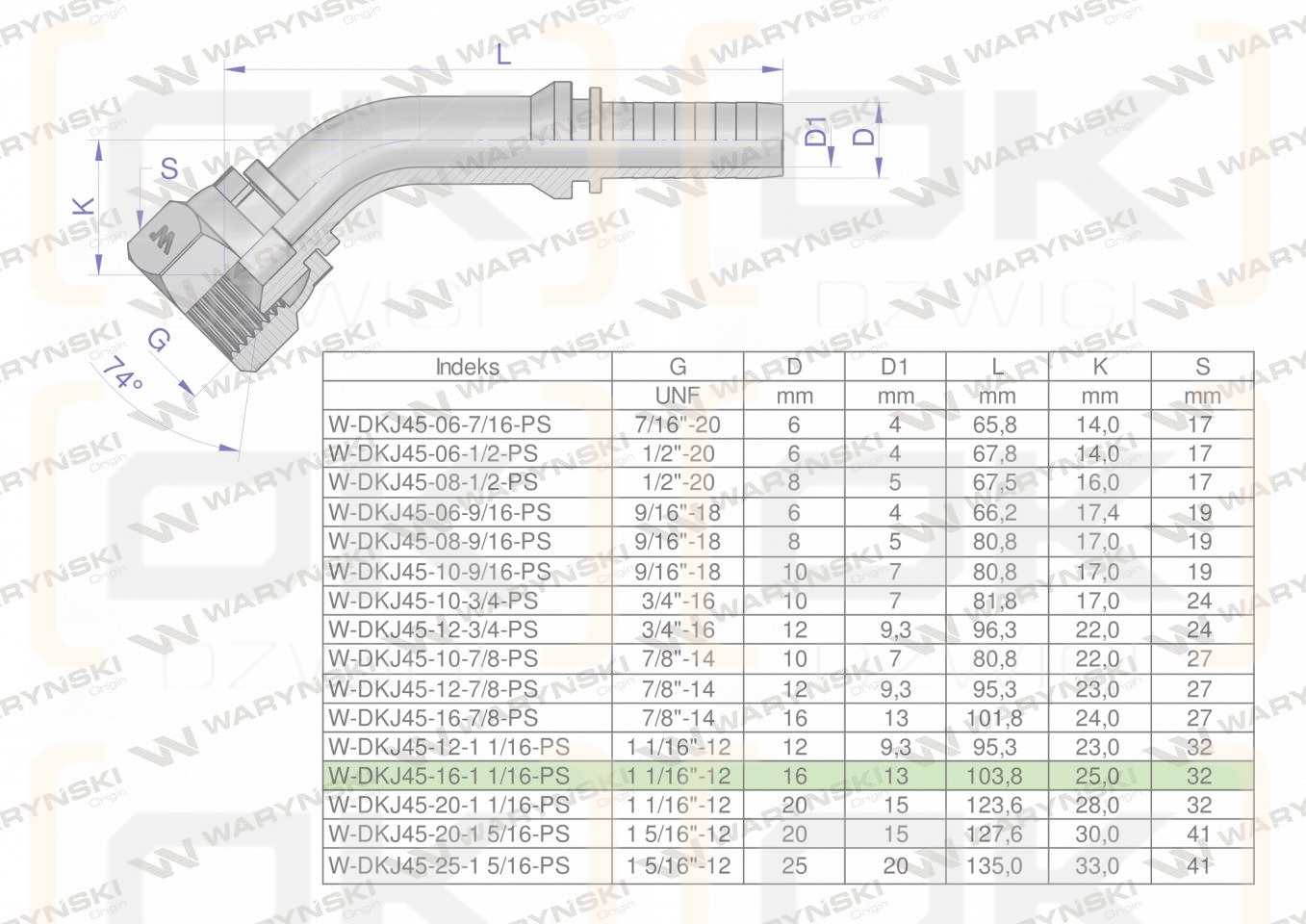 Zakucie hydrauliczne DKJ45 DN16 1 1/16