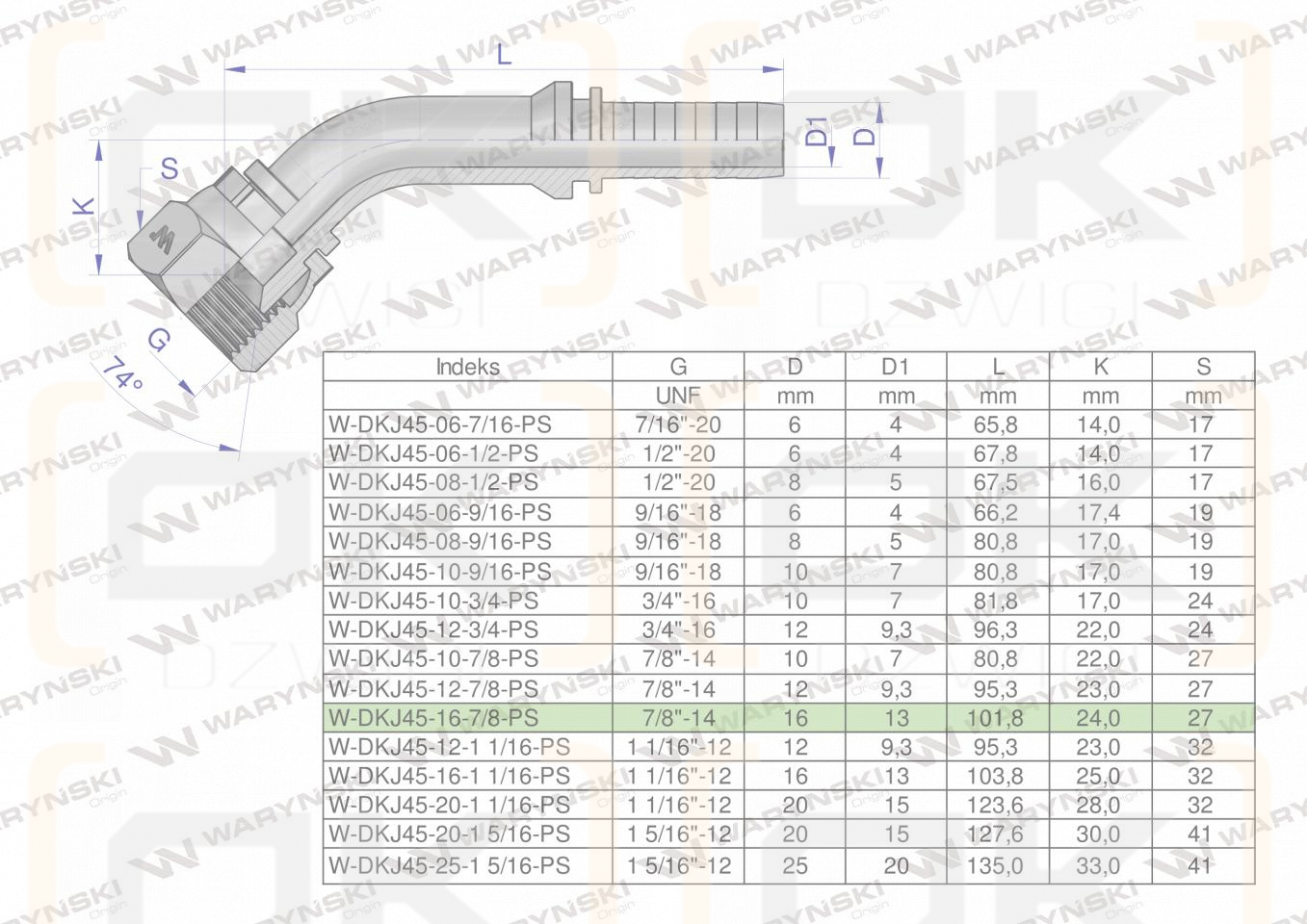 Zakucie hydrauliczne DKJ45 DN16 7/8