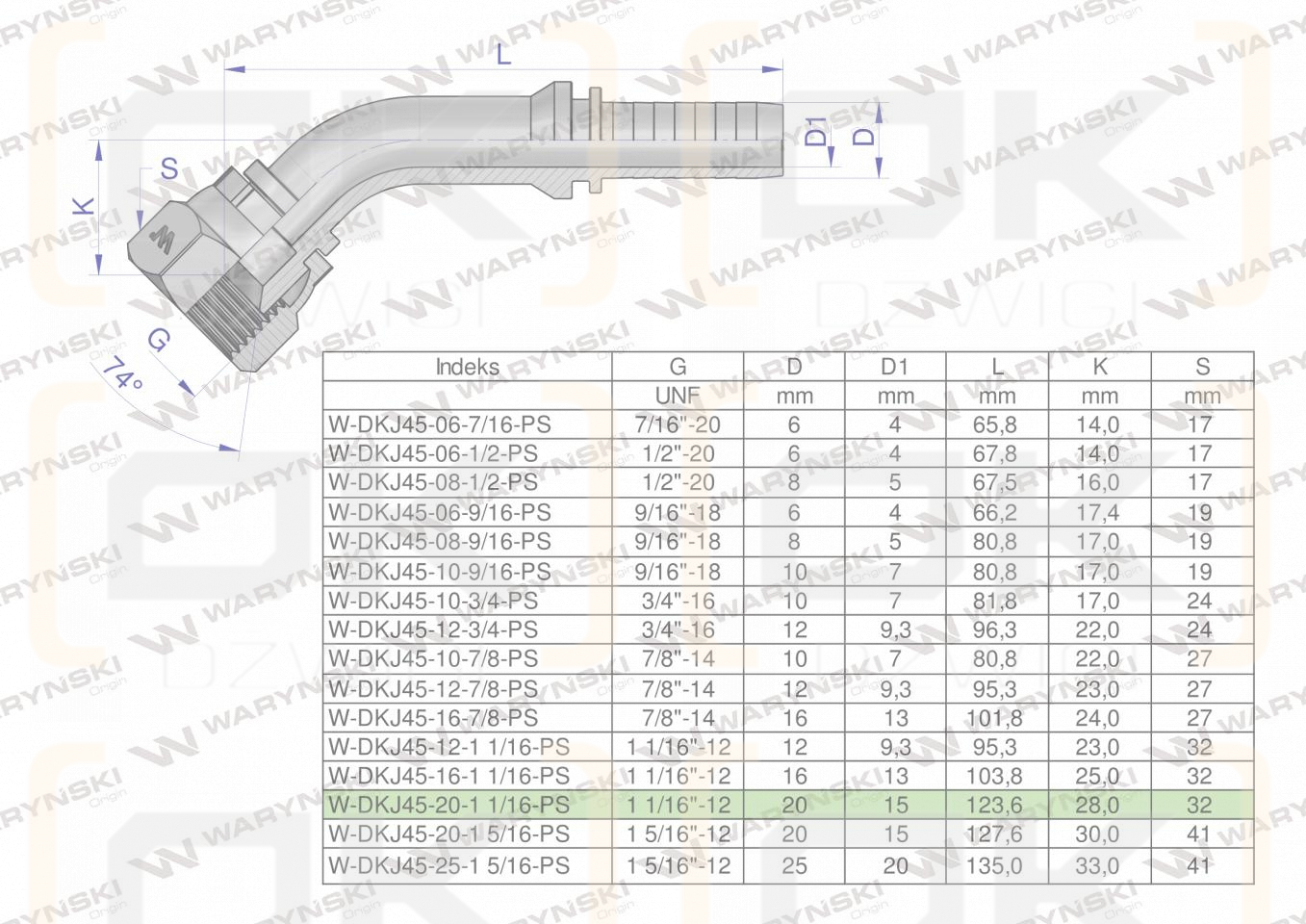 Zakucie hydrauliczne DKJ45 DN20 1 1/16