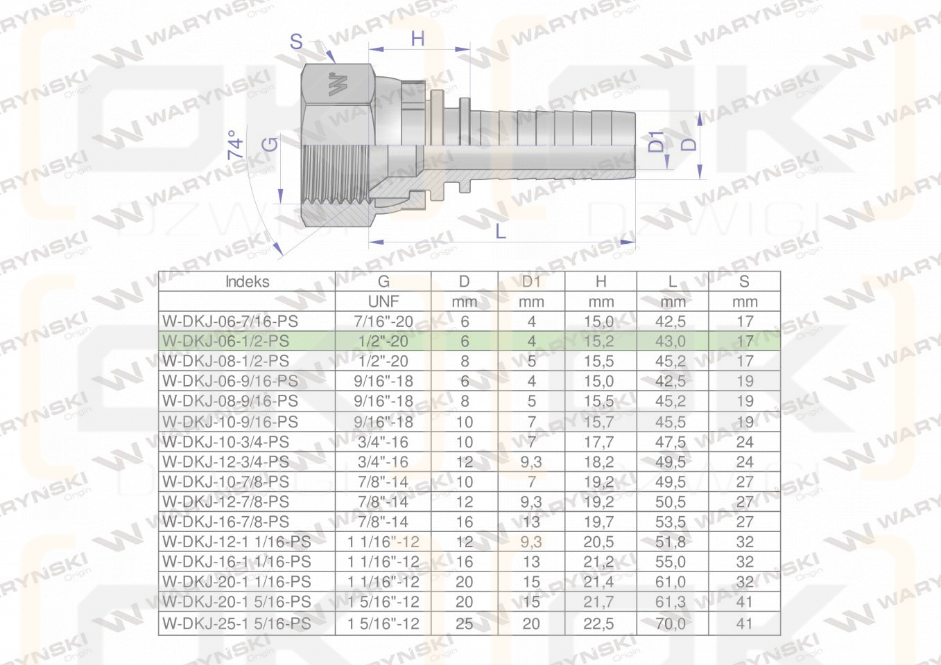 Zakucie hydrauliczne DKJ DN06 1/2