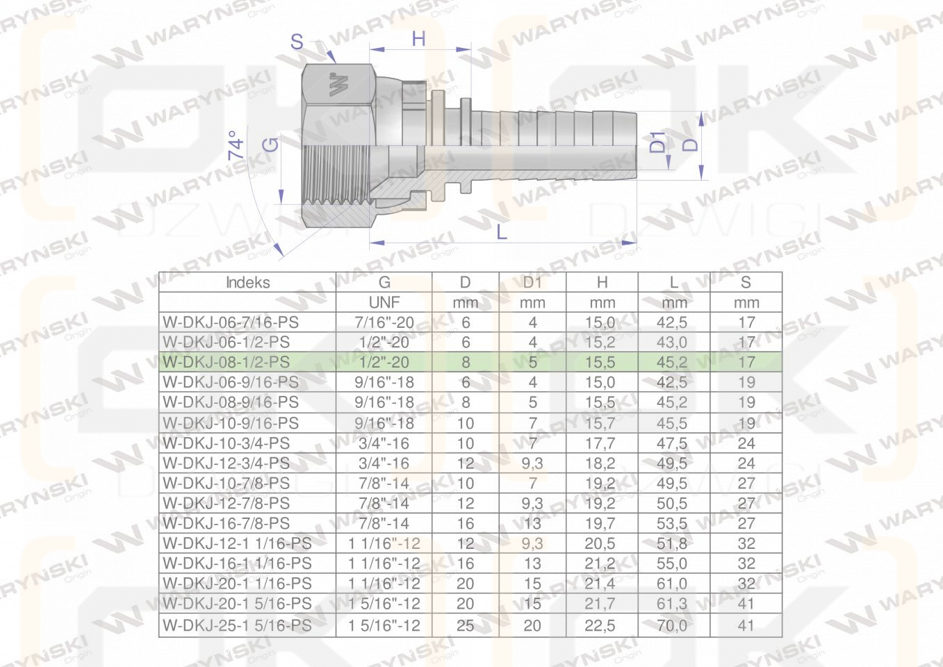 Zakucie hydrauliczne DKJ DN08 1/2