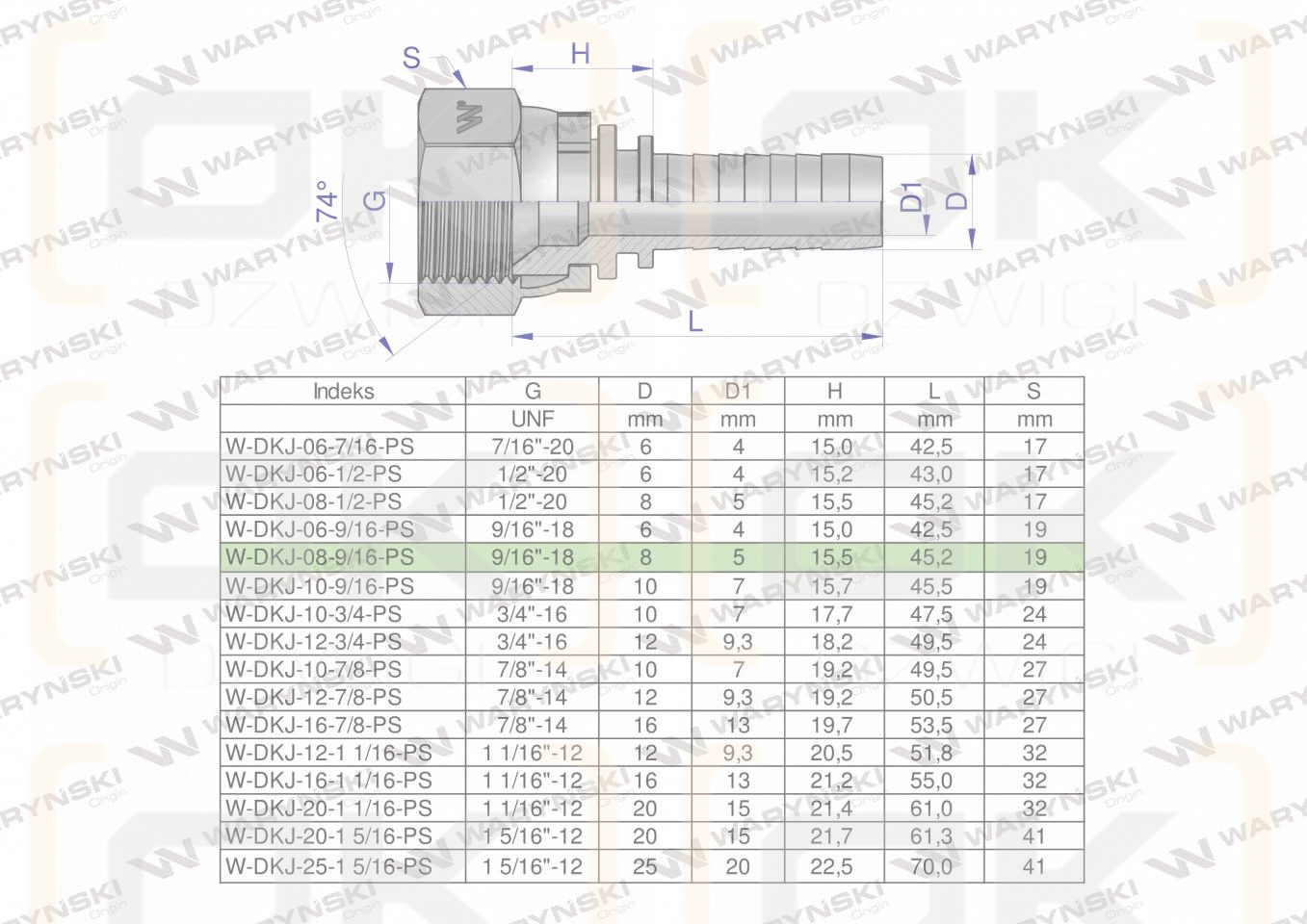 Zakucie hydrauliczne DKJ DN08 9/16