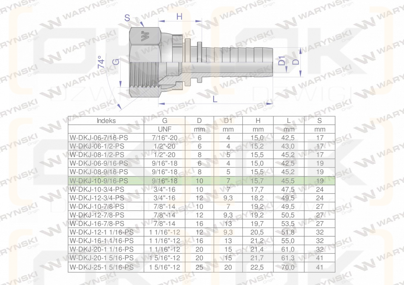 Zakucie hydrauliczne DKJ DN10 9/16