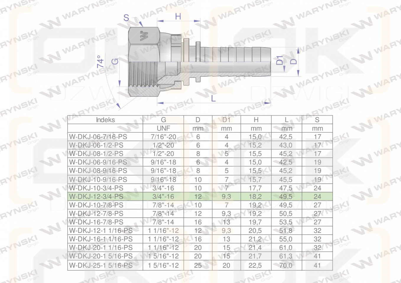 Zakucie hydrauliczne DKJ DN13 3/4