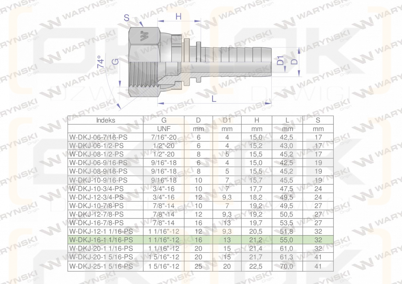 Zakucie hydrauliczne DKJ DN16 1 1/16