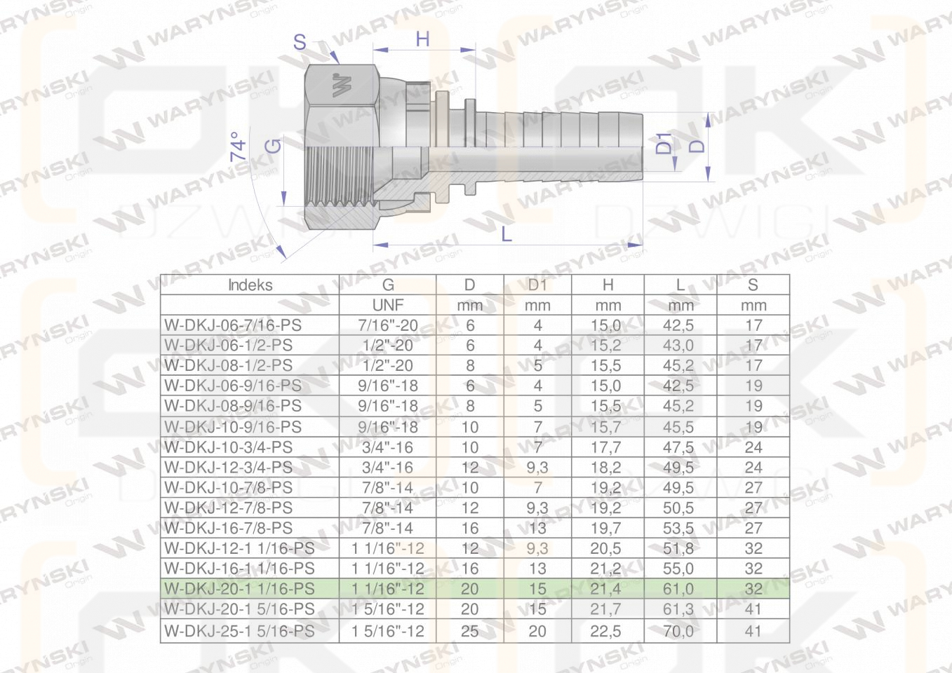 Zakucie hydrauliczne DKJ DN20 1 1/16