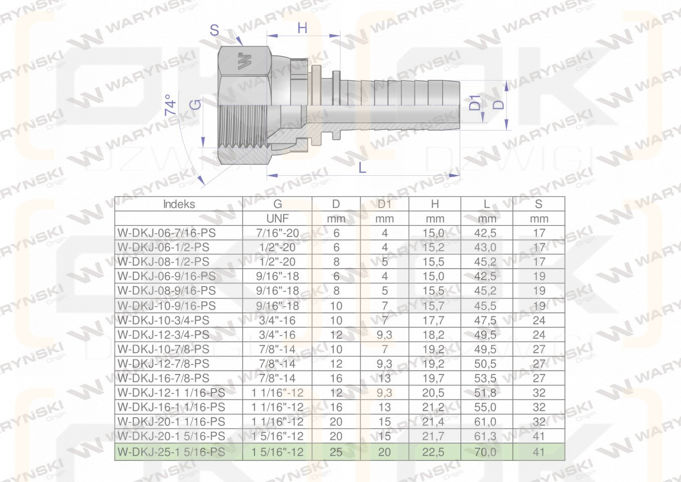 Zakucie hydrauliczne DKJ DN25 1 5/16