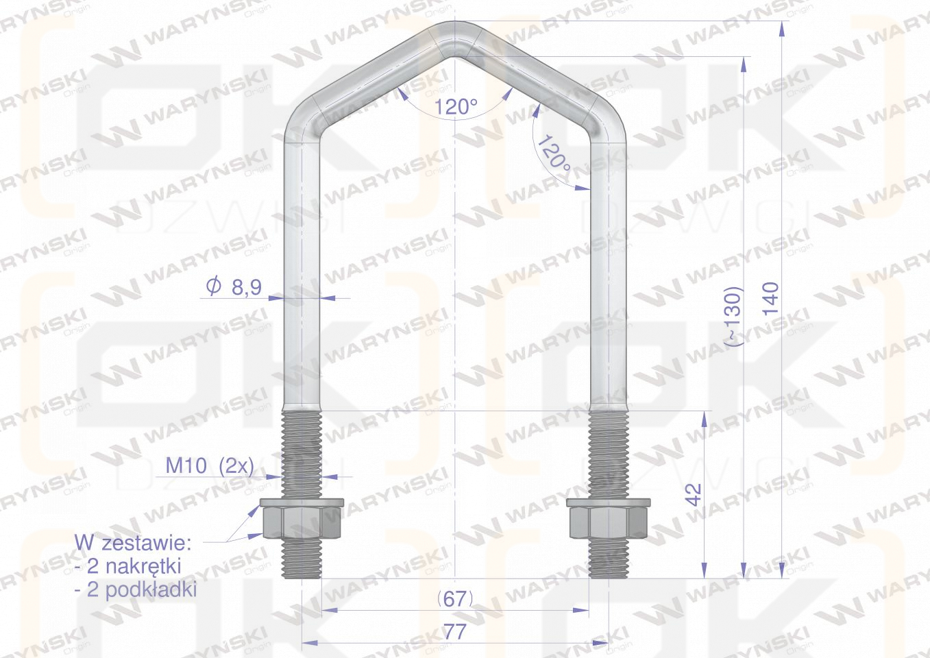 Joch, Rhombus-Klemme, M10 67x130, 3045000430, Waryński