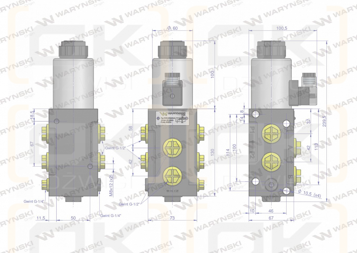 Dzielnik. zawór. elektrozawór kierunkowy elektromagnetyczny kontroli W-E12DVS6/2-80L G1/2