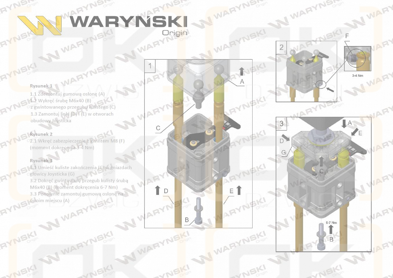 Joystick pod linki zakończone kulką bez przełącznika (bez przycisku. na kulkę. IP-6020. JOYSTIK6019) Waryński