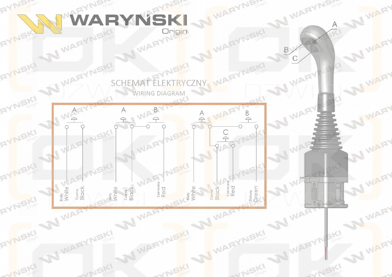 Joystick pod linki zakończone kulką bez przełącznika (bez przycisku. na kulkę. IP-6020. JOYSTIK6019) Waryński