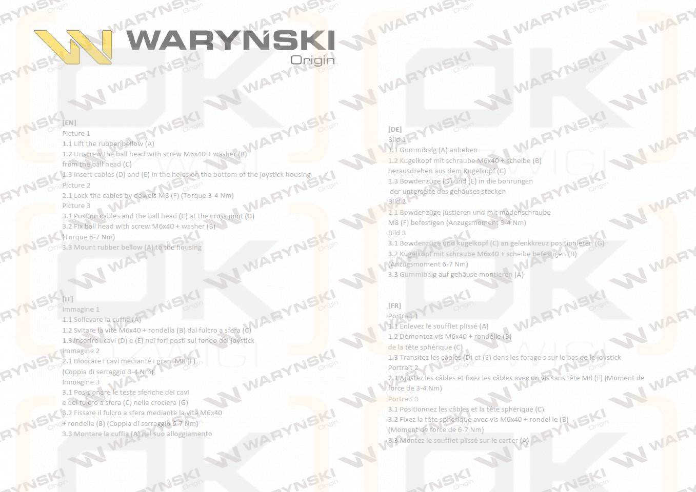 Joystick pod linki zakończone kulką bez przełącznika (bez przycisku. na kulkę. IP-6020. JOYSTIK6019) Waryński