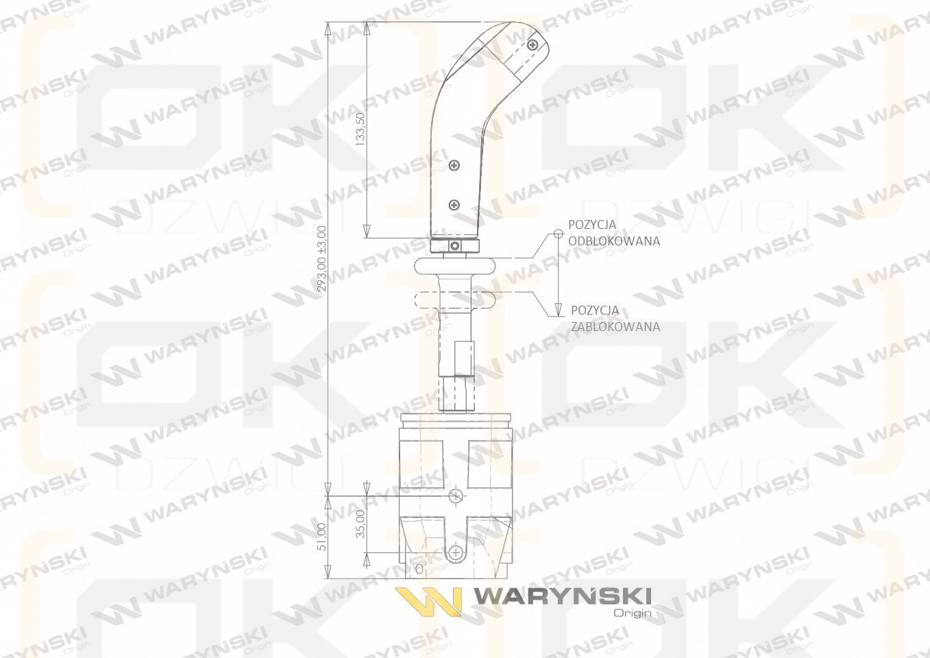 Joystick pod linki zakończone widełkami bez przełącznika (bez przycisku. na widełki IP-6046) Waryński