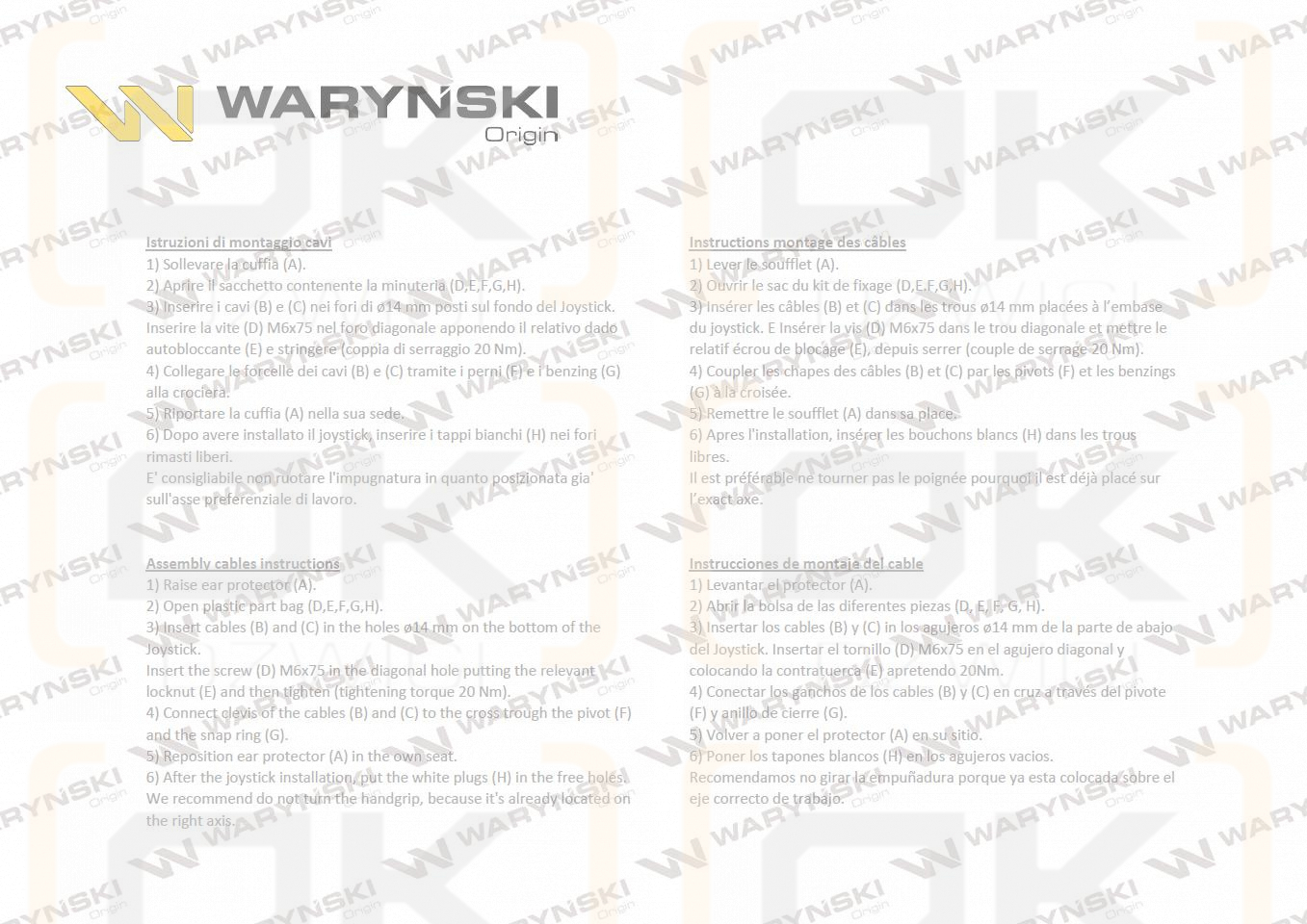 Joystick pod linki zakończone widełkami z 1 przełącznikiem (z przyciskiem na widełki IP-6029. JOYSTIKW) Waryński