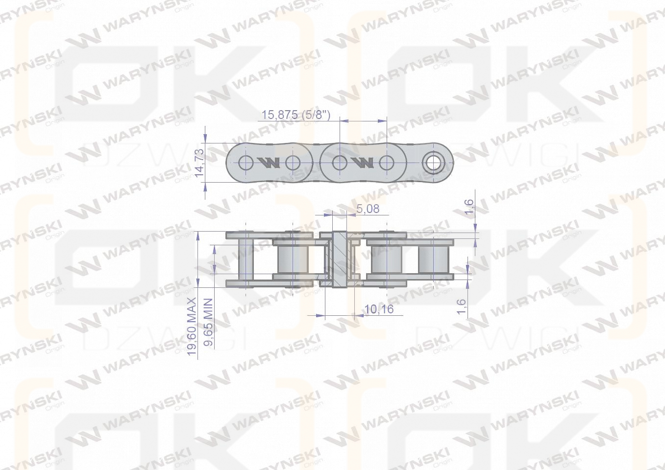 Łańcuch rolkowy 10B-1-92Ps zastosowanie Bizon 5040995810 Waryński