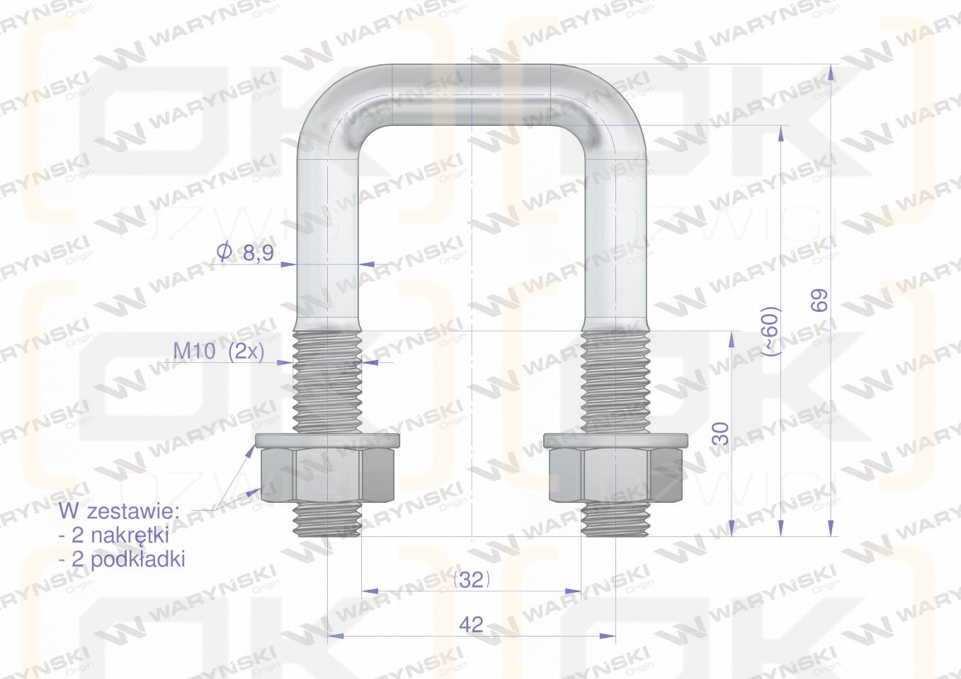Gabel, Klemme, M10 32x60, Waryński
