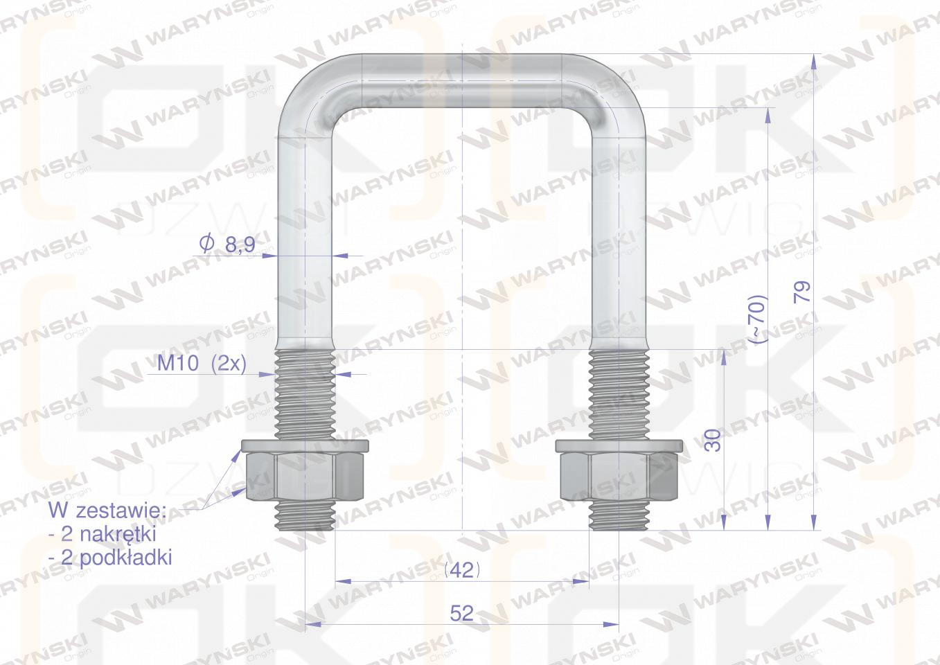 Joch, Klemme, M10 42x70, Waryński