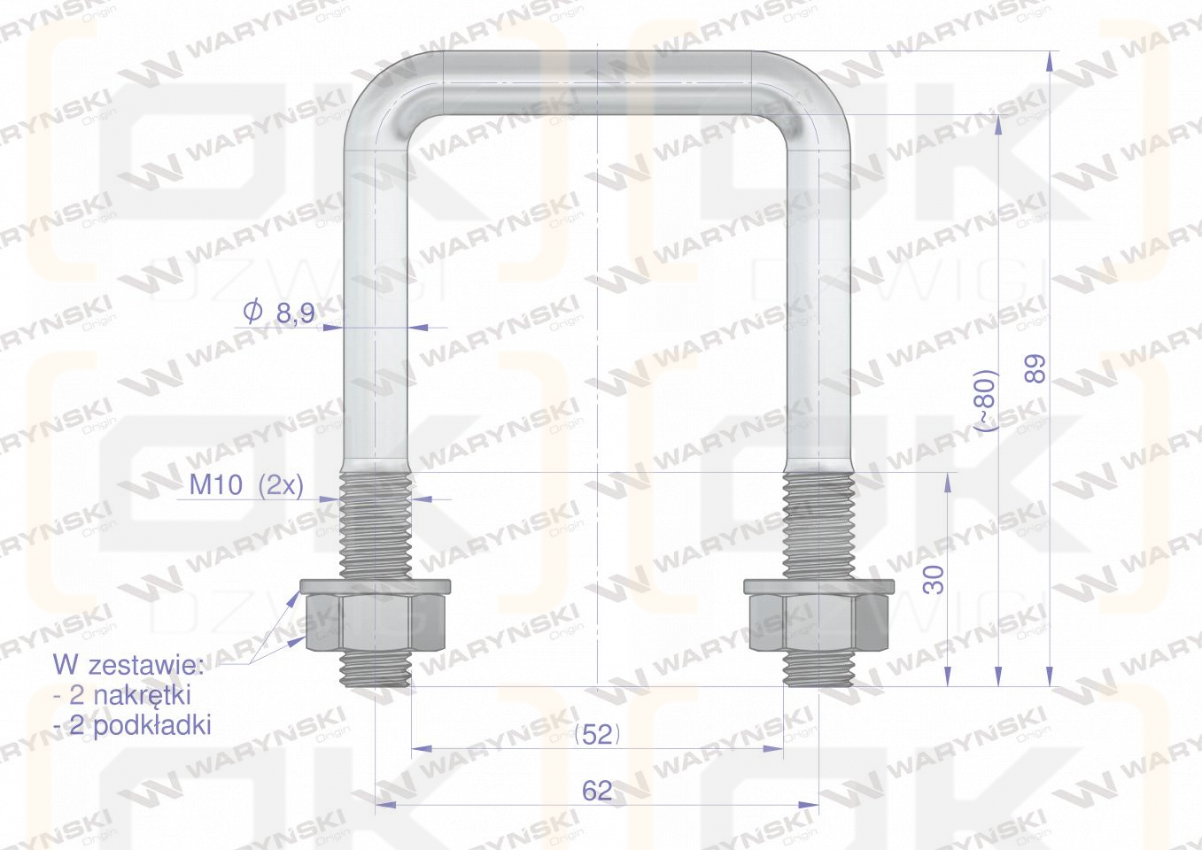 Joch, Klemme, M10 52x80, Waryński