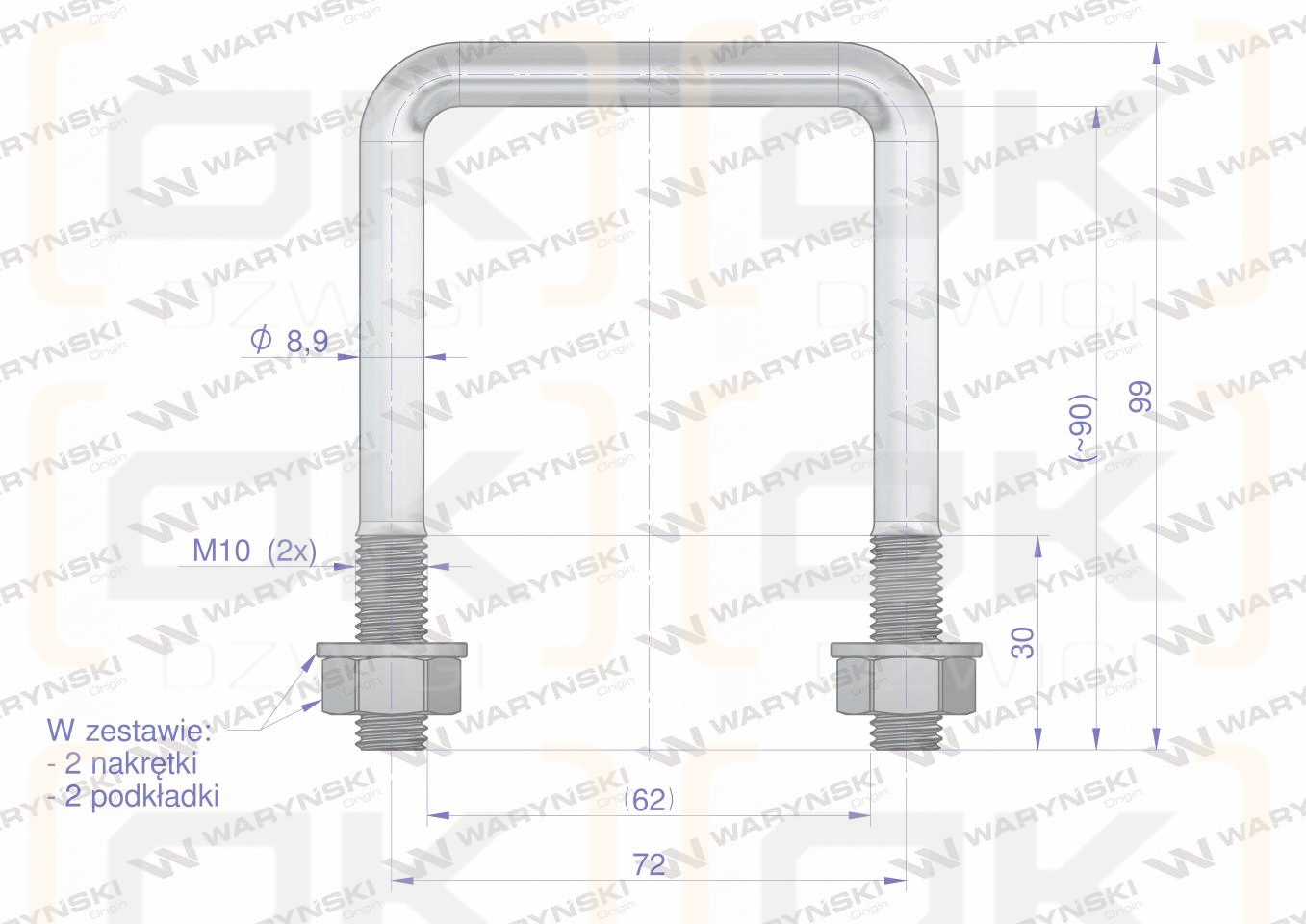 Joch, Klemme, M10 62x90, Waryński