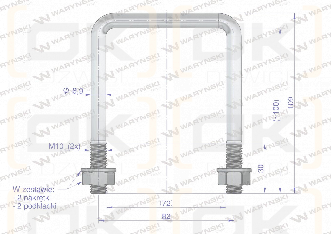 Joch, Klemme, M10 72x100, Waryński