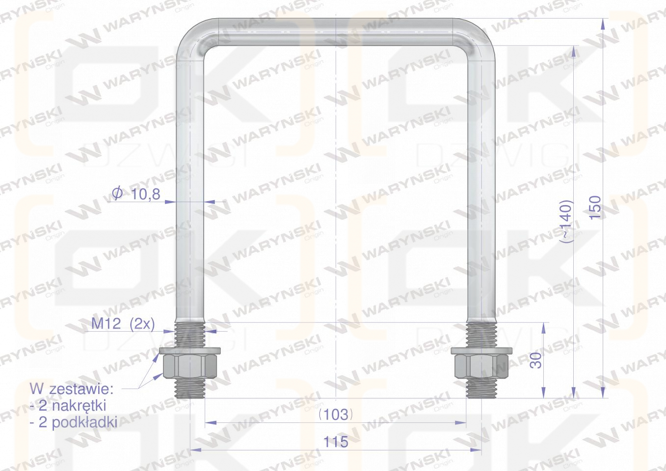 Joch, Klemme, M12 103x140, 1717000010/U, Waryński