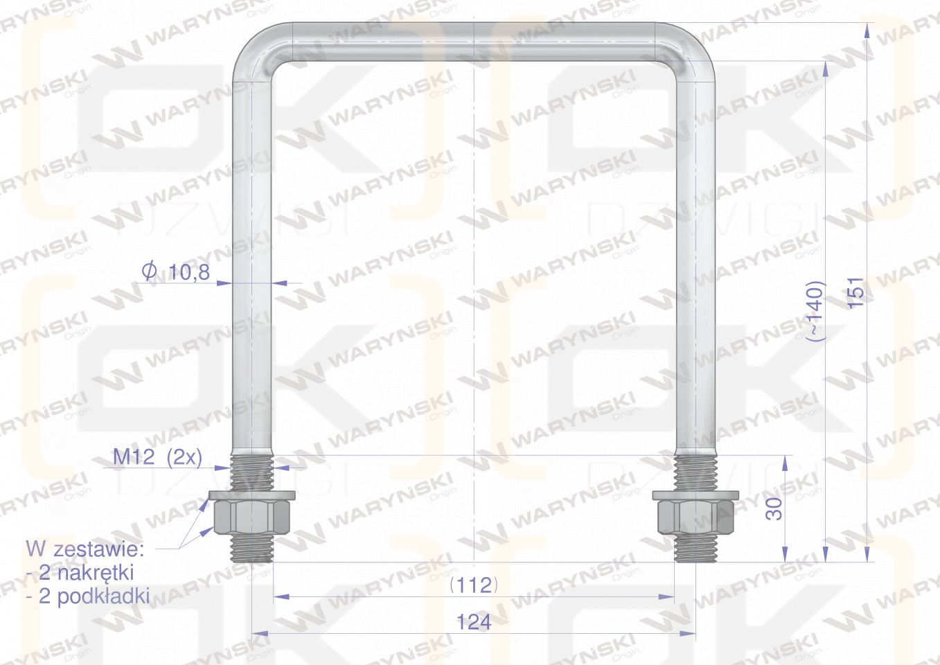 Gabel, Klemme, M12 112x140, Waryński