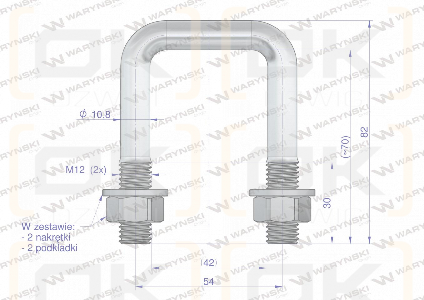 Gabel, Klemme, M12 42x70, Waryński