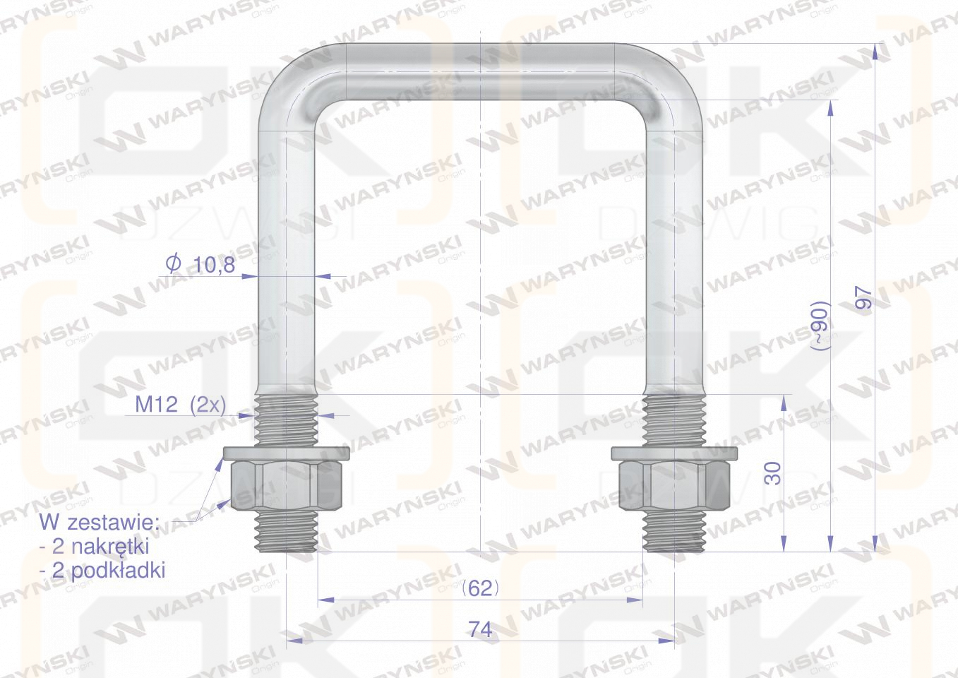 Gabel, Klemme, M12 62x90, Waryński
