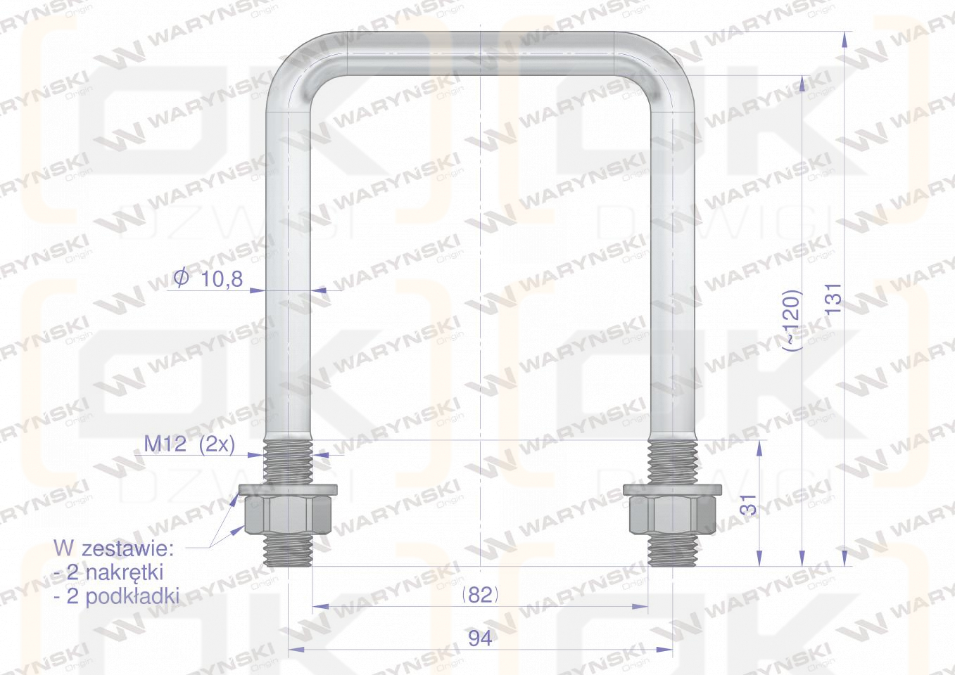 Gabel, Klemme, M12 82X120, 2553361110/U, Waryński