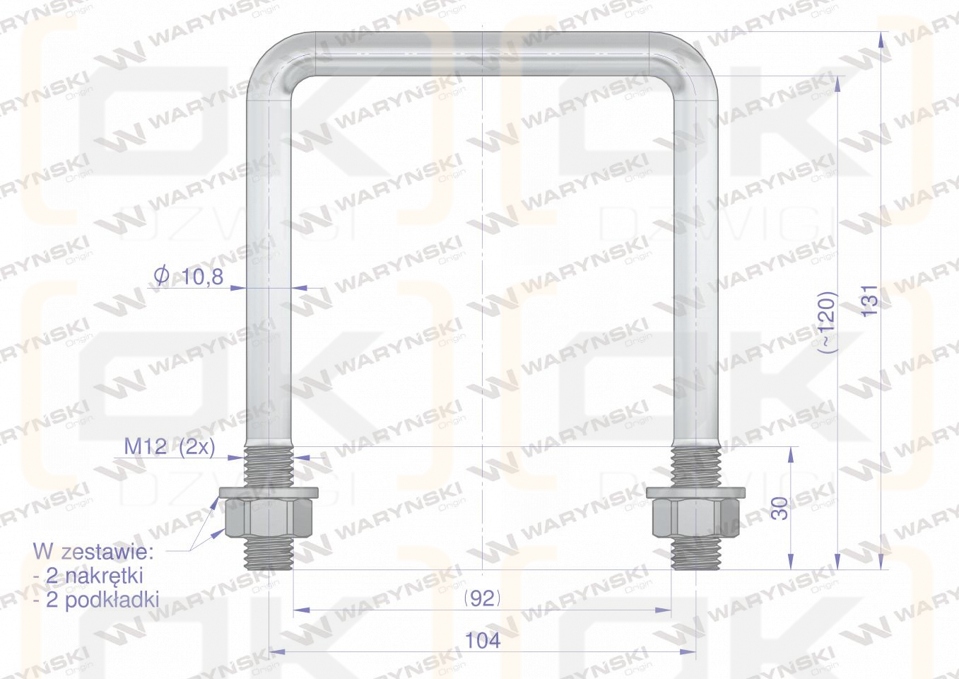 Gabel, Klemme, M12 92x120, Waryński