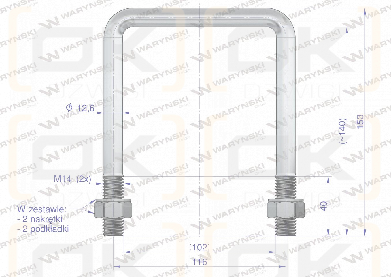 Gabel, Klemme, M14 102x140, Waryński