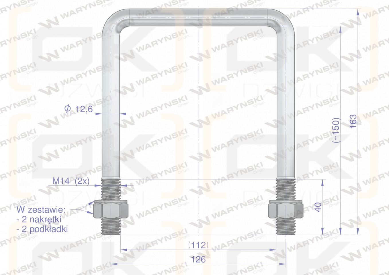Gabel, Klemme, M14 112x150, Waryński