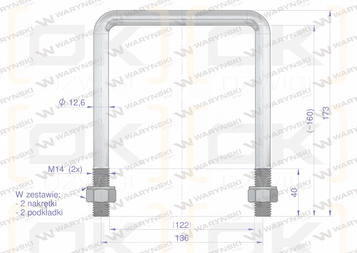 Gabel, Klemme, M14 122x160, Waryński