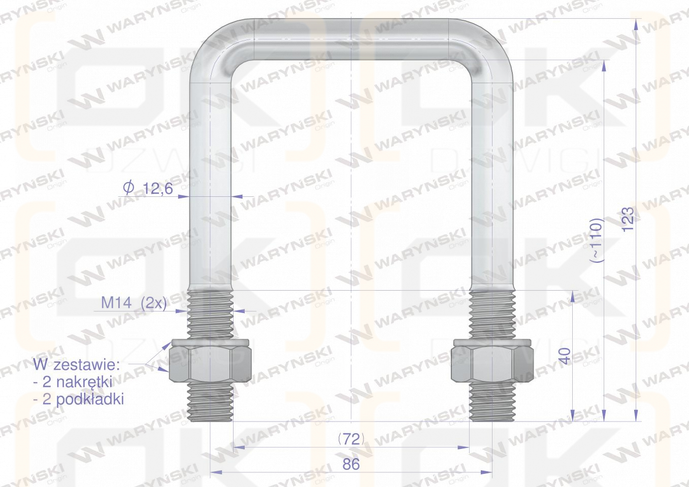 Joch, Klemme, M14 72x110, Waryński